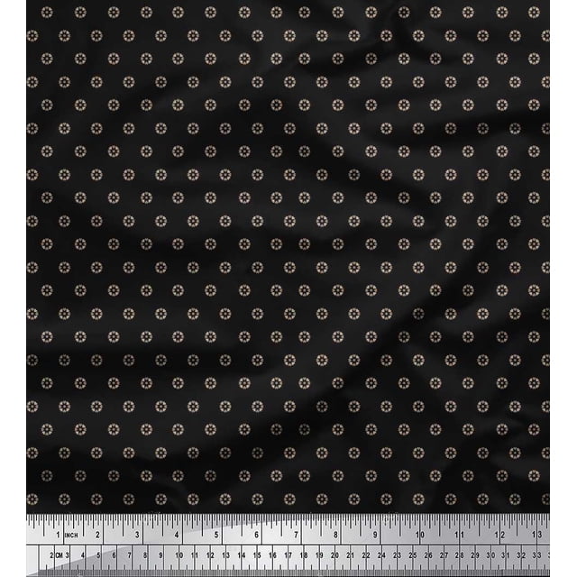 Soimoi Poly Georgette Fabric Dot & Heart Shirting Print Fabric by Yard 52 Inch Wide