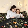 thumbnail image 4 of Homewish Retro Botanical Mushroom Twin Comforter Sets,Vintage Fungus Plant Bedding Set,Black,Black Reversible,2 Pieces,1 Comforter and 1 Pillowcase, 4 of 7