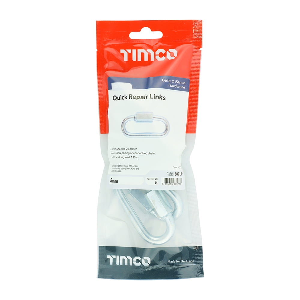 Timco - Quick Repair Links - Zinc (Size 8mm - 5 Pieces)