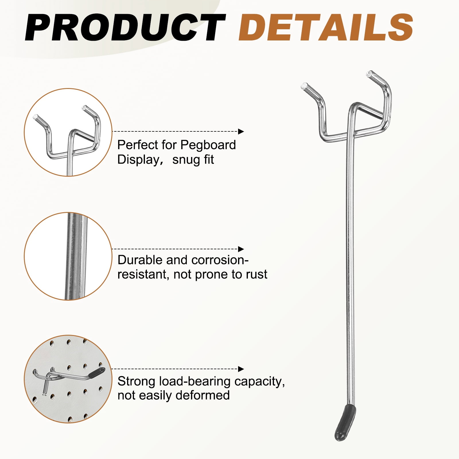 Uxcell 20Pcs Pegboard Hooks, 5.9 in L Shape Pegboard Wall Hook Fit 1-1/4" Hole Pegboard 4mm Thick for Wall Organizing