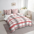 thumbnail image 3 of Feelyou Abstract Lines Bedding Comforter Set 7pcs, Grey Red Plaid Buffalo Full Bedding Set, 3 of 8