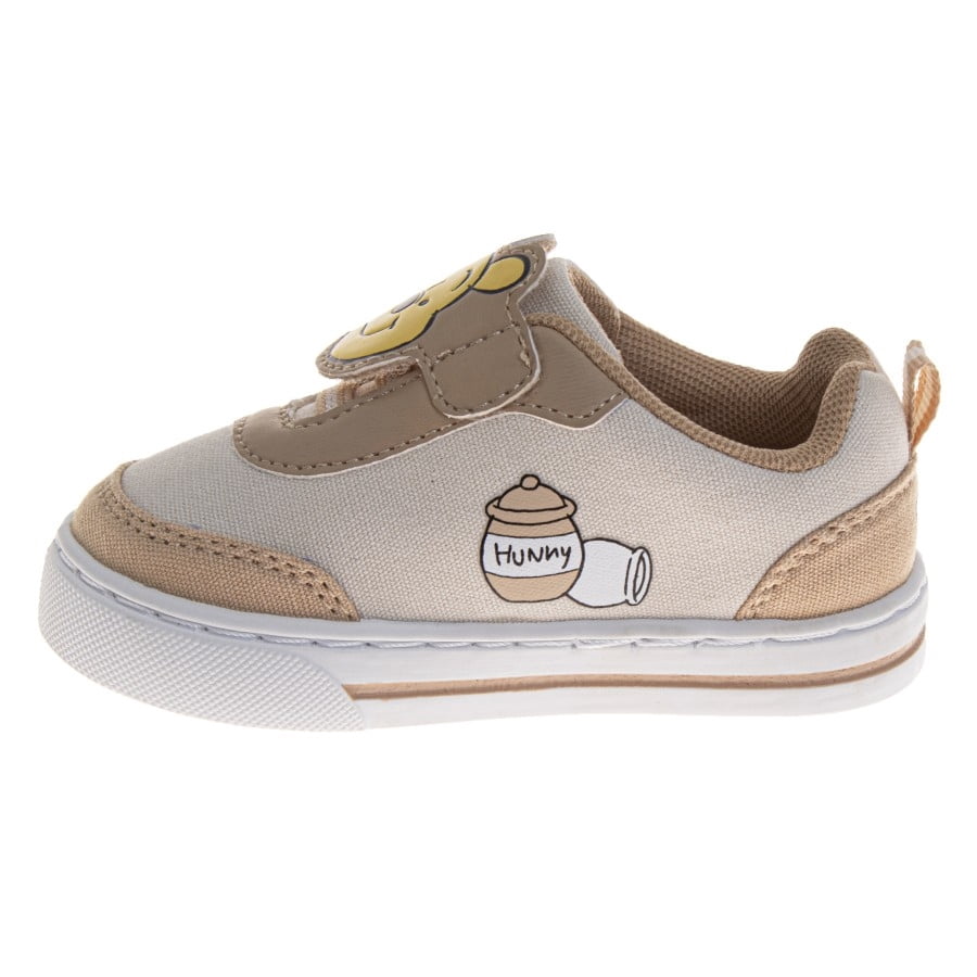 Disney Baby Boy Shoes Hook & Loop Fashion Sneakers, Round Toe, Beige & Yellow, Size: 10