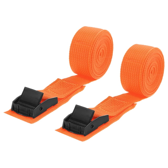 Unique Bargains Sangles à Attacher, 2 Pcs Sangles d'Arrimage à Boucle Réglables, Sangle de Serrage 200x2,5 cm (Orange)