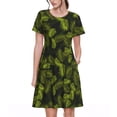 thumbnail image 1 of Fotbe Tropical Palm Leaves Fern Leaf Vestido Largo de Moda para Mujer, Vestido Tipo Camiseta con Manga Corta y Estilo Casual a Rayas y Bloques de Color, 1 of 6