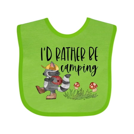 

Inktastic I d Rather Be Camping- Raccoon with Backpack Gift Baby Boy or Baby Girl Bib