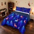 thumbnail image 3 of Manfei Reindeer Queen Comforter Set Christmas Comforter Sets Queen, Gray Green 3pcs 1 Comforter and 2 Pillowcases, Navy Reversible, 3 of 6
