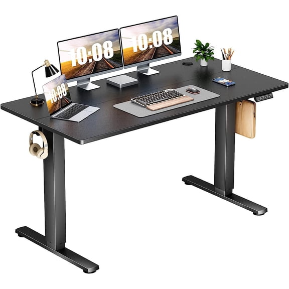 CQAOE Electric Standing Desk Adjustable Height Home Office Desk with Memory Control, Sturdy Frame & Spacious Desktop for Work, Study, Gaming-Black-40*24 in