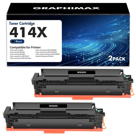 414X GraphiMax Black Toner Cartridge with Chip Compatible for 414X 414A Laserjet Pro MFP M479fdw M454dw M479fdn M454dn M479 Laser Printer Ink, 2-Pack