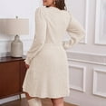 thumbnail image 3 of Maplenight Ribbed Knit Sweater Dress for Women with Pockets Casual Crew Neck Long Sleeve Midi Dresses, 3 of 6