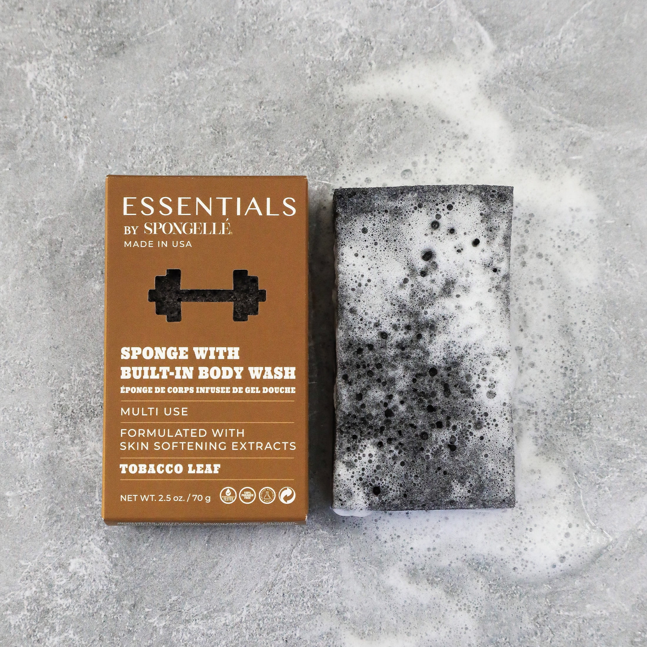 Essentials by Spongelle Men's Tobacco Leaf Infused Body Buffer