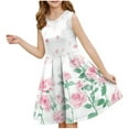 thumbnail image 2 of My Orders Gamivast Girls Flowy Summer Tank Dresses Floral Printed Crewneck Sleeveless A-Line Dresses Tiered Casual Sundress for Kids White Vestidos De Verano Para Niña, 2 of 7
