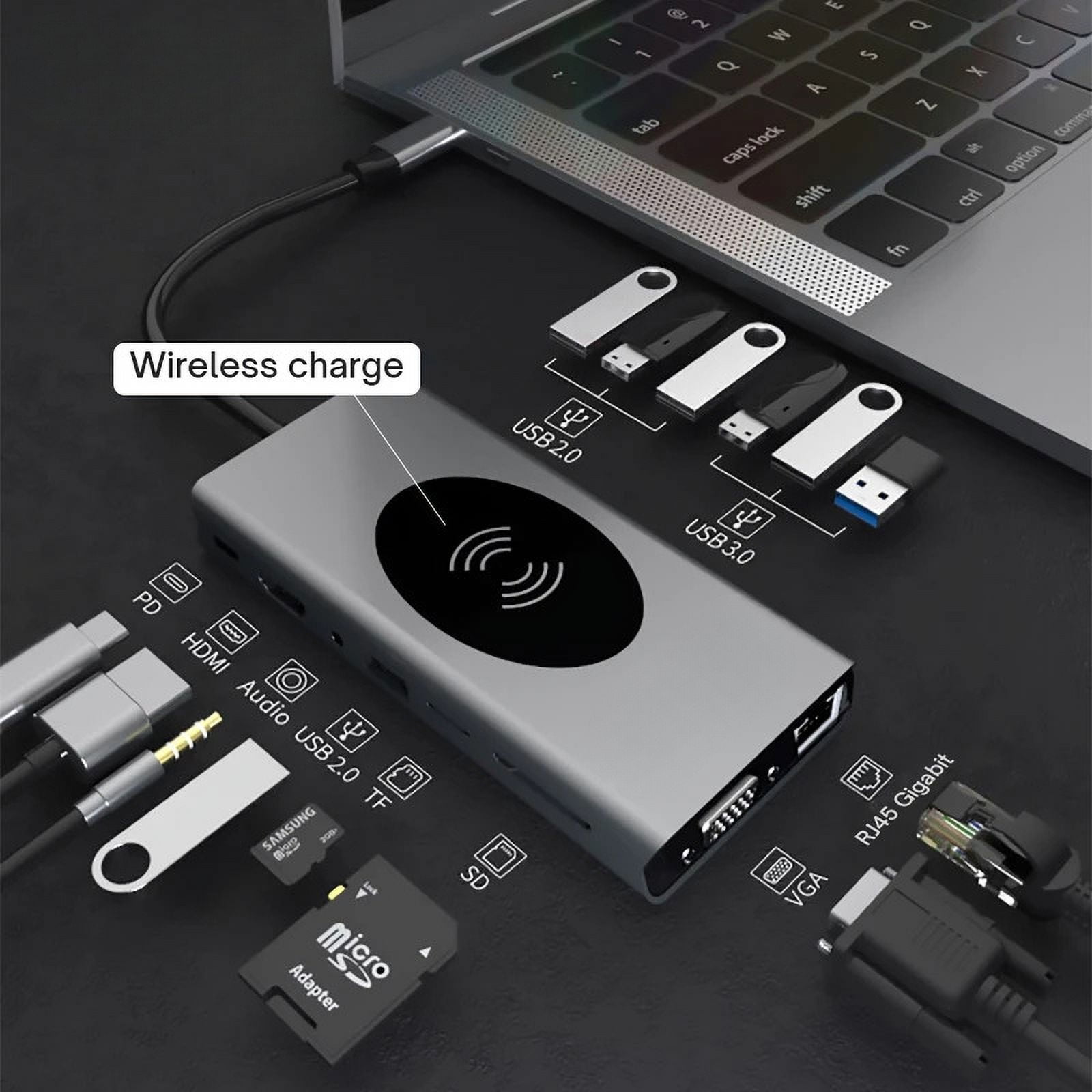 Feylan 13 in 1 USB C 3.0 hub Type-C 4k-hdmi RJ45 Gigabit 14 port adapter PD charge docking station laptop PC USB notebook splitter
