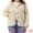 Beige, variant on Plus Size Hooded Fleece Pockets Button Closure Jacket 3X Beige