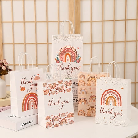 Rainbow Thank You Kraft Paper Gift Bags Children's Birthday Gift Packaging Bags Wholesale