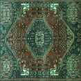 thumbnail image 1 of Ahgly Company Machine Washable Indoor Square Persian Turquoise Blue Traditional Area Rugs, 4' Square, 1 of 4