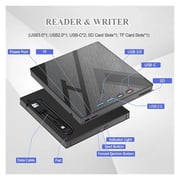 External CD DVD Drive with 4 USB Ports and TF/SD Card Slots Portable CD/DVD Disk Drive Player Burner Reader Writer for Laptop PC