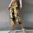 thumbnail image 2 of QATAINLAV Capri Pants for Women Fashion Camo Print Cargo Pants Casual Elastic Waist Hiking Cropped Trousers Loose Wide Leg Capri with Pockets Brown L Ropa de Verano Para Mujer, 2 of 8