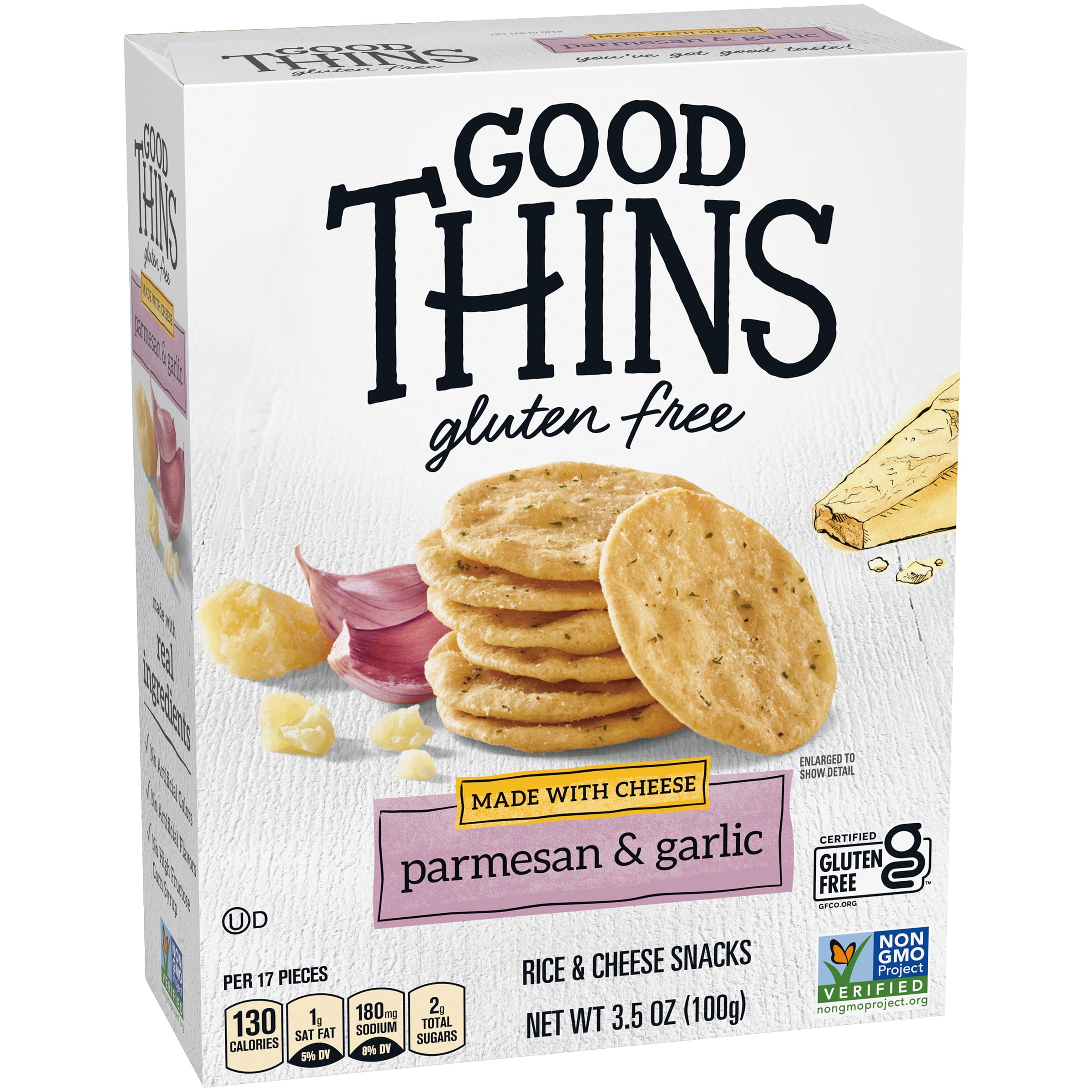 Good Thins Parmesan & Garlic Rice & Cheese Snacks Gluten Free Crackers, 3.5  oz