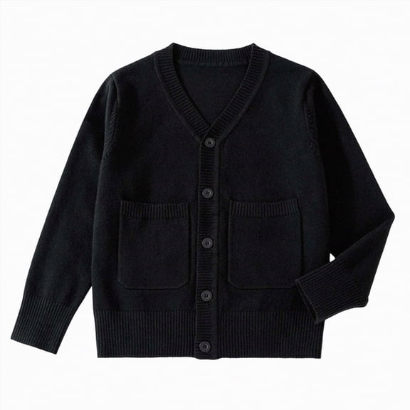 TOWED22 Kids Toddler Baby Girls Spring Autumn Print Knit Sweater Cardigan Long Sleeve Fall Coat Cardigan Clothes(Black,2-4 Y)