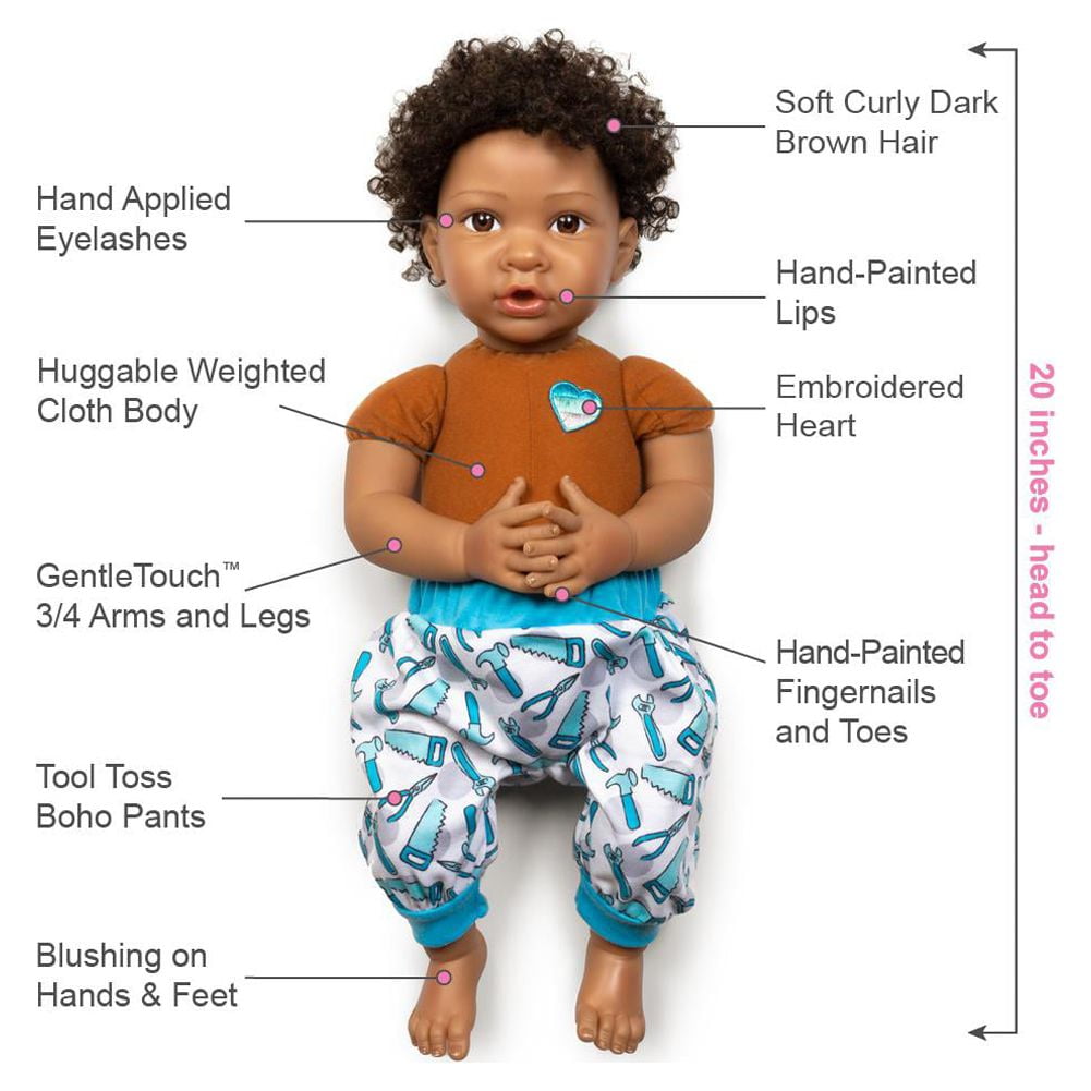 Boneca Bebê Reborn Afro Americana Paradise Galleries African American Black  Great to Reborn Baby Doll 50 cm - Miami Outlet Importados