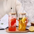 thumbnail image 2 of BIMENDOS Set de 6 Vasos Lata de Vidrio 16 oz con Tapa - Incluye Pajas de Vidrio y Cepillo para Limpieza - Para Bebidas, Smoothies, Caf&eacute; - Ideal para Regalo (6pcs), 2 of 7