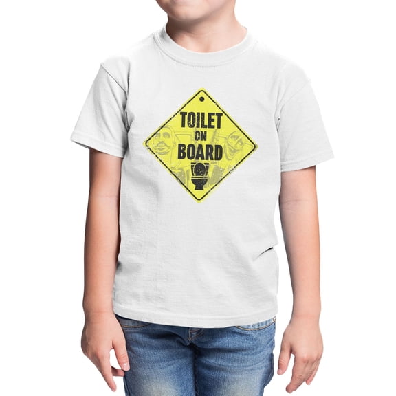 Skibidi Toilet On Board Little Boys Graphic T-Shirt (White, XS-XL)