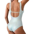 thumbnail image 3 of DHFJKG Swimsuit Women One Piece Swimwear Metallic Scale Printed Scoop Neck High Cut Backless Bathing Suit Summer Pool Party Trendy Beachwear, 3 of 8