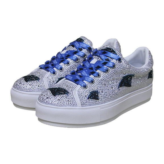 Women's Cuce White Carolina Panthers Crystal Team Logo Sneakers