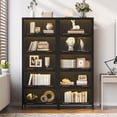 thumbnail image 5 of 76.75" Tall Iron Display Cabinet with Glass Doors, 5-Tier Steel Barister Bookcase with LED Lights for Collectibles, Modern Style Curio Cabinet for Home Living Room Office Study & Playroom - Black, 5 of 9