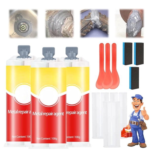 Pegamento de reparación multiuso Agente de reparación de metales, Pegamento multiuso Ailsion, Pegamento resistente al calor, Pegamento de reparación multiuso para reparar todas las superficies (3 piez