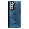 thumbnail image 6 of Case for Samsung Galaxy S21 Wallet Case for Women Girls with Card Holder, Embossed Flower Pattern Magnetic Flip PU Leather Purse Protective Phone Cover for Samsung Galaxy S21, Blue, 6 of 10