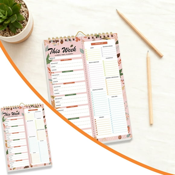 Gift Idea 52 Sheets Minimal Undated Planning Sheets For Fridge With Strong Magnets 8.5x11in Spring Bound Grocery And Meal Prep List Fridge 1 notebook Weekly Meal Plan Present Makeup Organizers