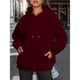 thumbnail image 4 of Sudaderas con Capucha Extragrandes para Mujer, Sudaderas de Forro , Suéteres de Moda para Otoño e Invierno Rojo Vino XL, 4 of 9