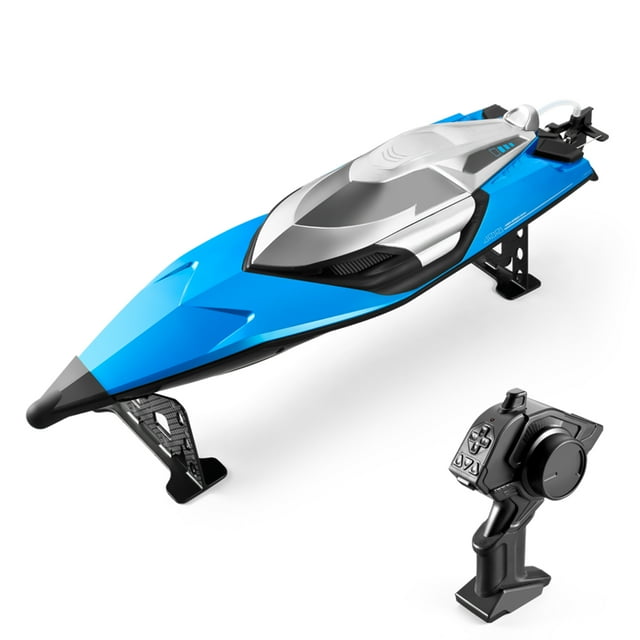 Barcos de control remoto, RC Boat Barcos de control remoto 70 km / h Alta velocidad 2.4GHz RC Boat T Tomshoo azul