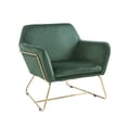thumbnail image 2 of Kyra 29.5" Green Velvet Accent Chair - Modern Glam Lounge Chair with Gold Metal Base for Living Room or Bedroom Seating, 2 of 6