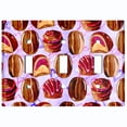 thumbnail image 2 of Metal Light Switch Wall Plate Outlet Cover (Coffee Mocha Candy Bean Toffee Swirl Purple Heart - Triple Toggle), 2 of 2