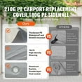 thumbnail image 7 of Carport Replacement Canopy Cover Top & Side Wall 10 x 20 ft Garage Tent Shelter Tarp Heavy-Duty Waterproof & UV Protected, 7 of 7
