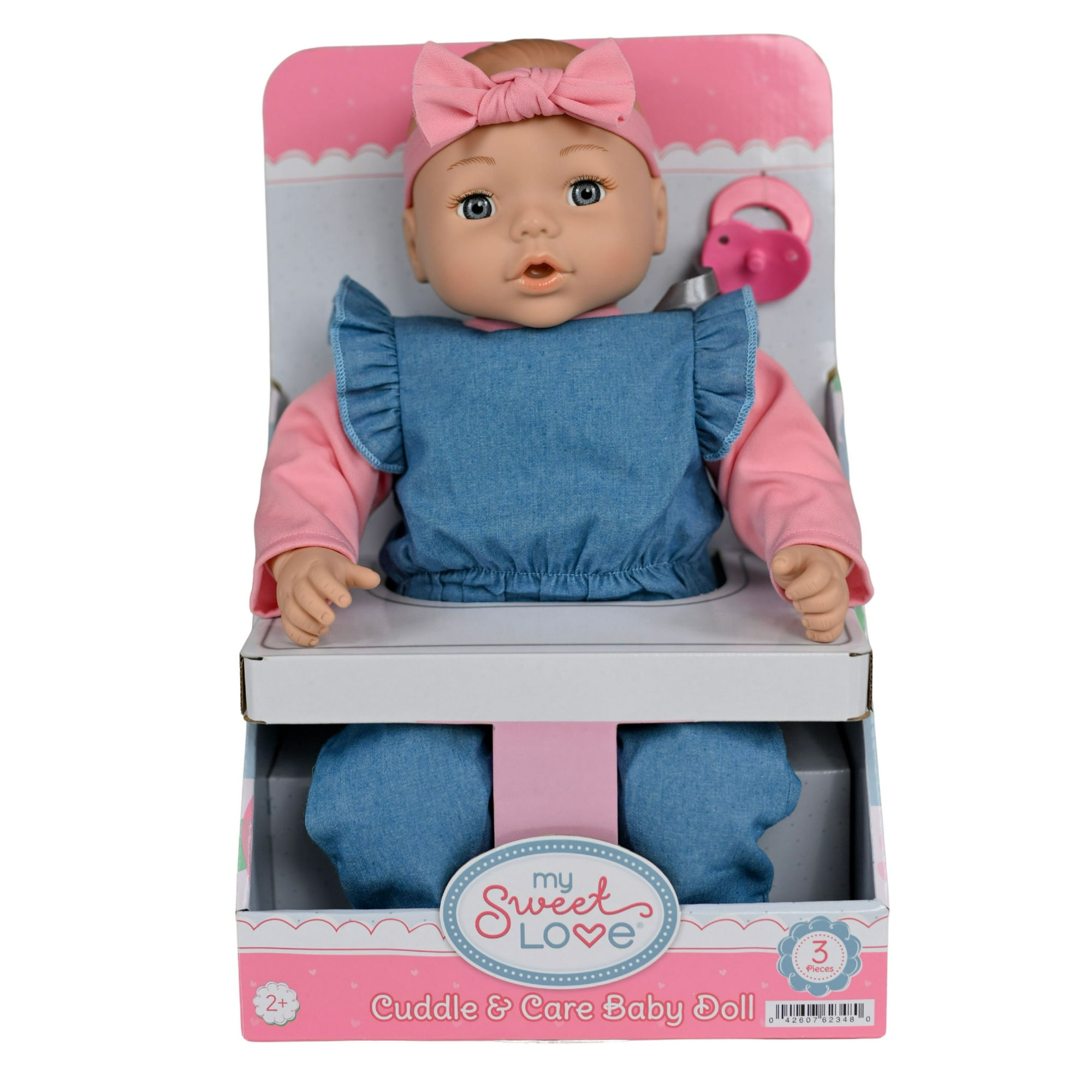 My Sweet Love Big Cuddle Baby 18-Inch Soft Doll with Denim Jumpsuit, Headband & Pacifier