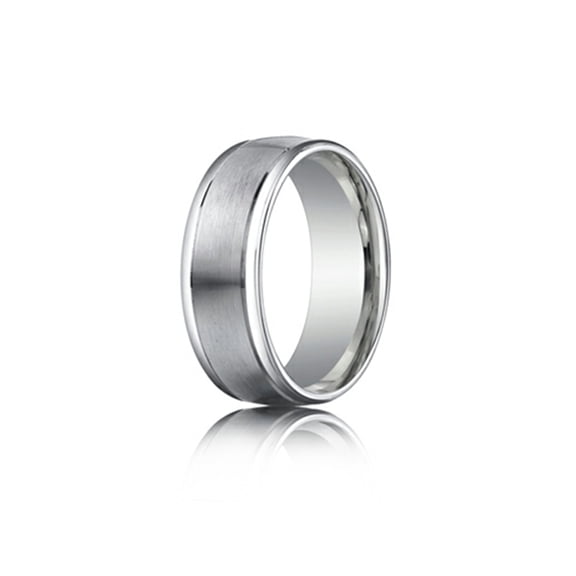 Benchmark� 8mm Comfort-fit Satin-finished High Polished Round Edge Carved Design Wedding Band Ring