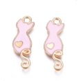 thumbnail image 2 of 10Pcs Alloy Enamel Cat with Heart Pendants Cat with Heart Pendant Decoration Pink Jewelry Findings DIY, 2 of 3
