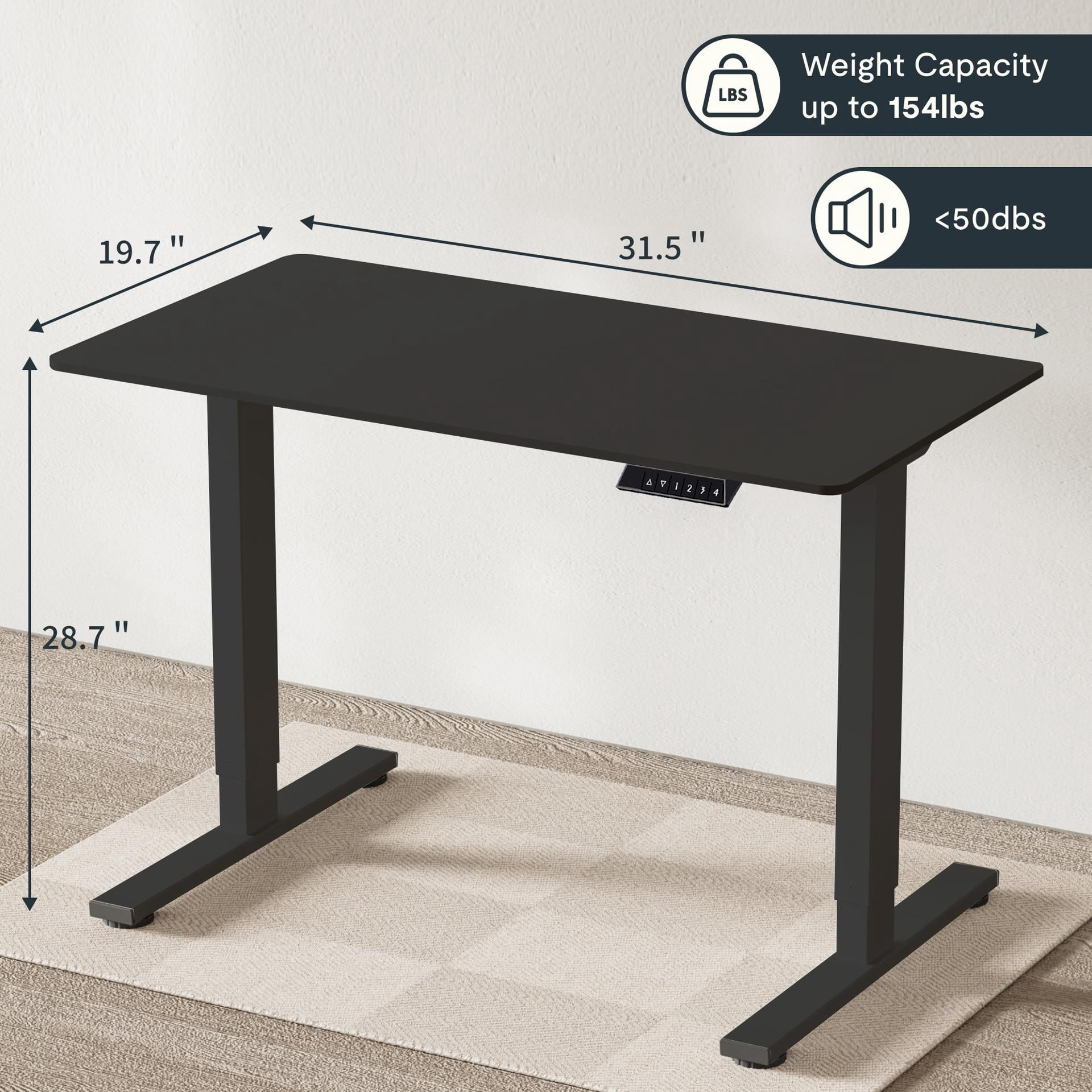Electric Standing Desk, 28-46" Adjustable Height Motorized Sit Stand Home Office Desk