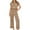Khaki, variant on LYXSSBYX 2 Piece Sets for Women Summer Women's Summer Two-piece Clothing Set with Lapel and Wide Leg Pants Casual Set