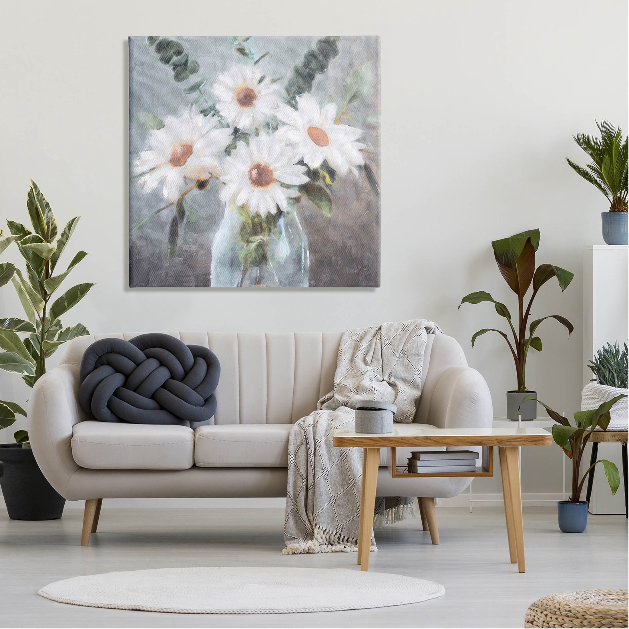 Stupell Industries Traditional Mixed Daisies Arrangement Painting Gallery Wrapped Canvas Print Wall Art, Design by Nina Blue