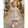 thumbnail image 4 of Cjfdfy Toddler Baby Girls Halloween Dress Thanksgiving Outfit Infant Baby Girls Summer Plaid Gingham Dress Fall Pumpkin Embroidered Doll Collar Puff Short Sleeve Dress, 4 of 9
