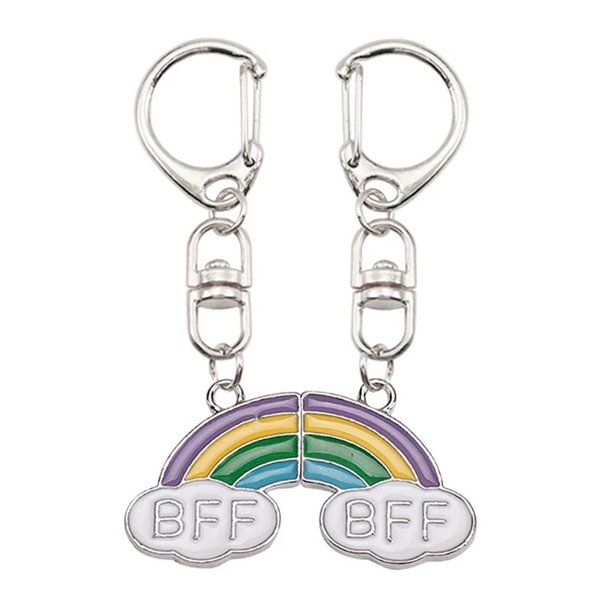 LLavero de pareja BFF de Hamburgo para mujeres y hombres, colgante en forma de corazón con letras de dibujos animados, mochila de moda, accesorios de joyería, regalo lindo