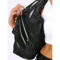 thumbnail image 5 of Chaquetas metálicas brillantes con cremallera para motociclista holográficas INSPIRE CHIC para mujer M negras, 5 of 5