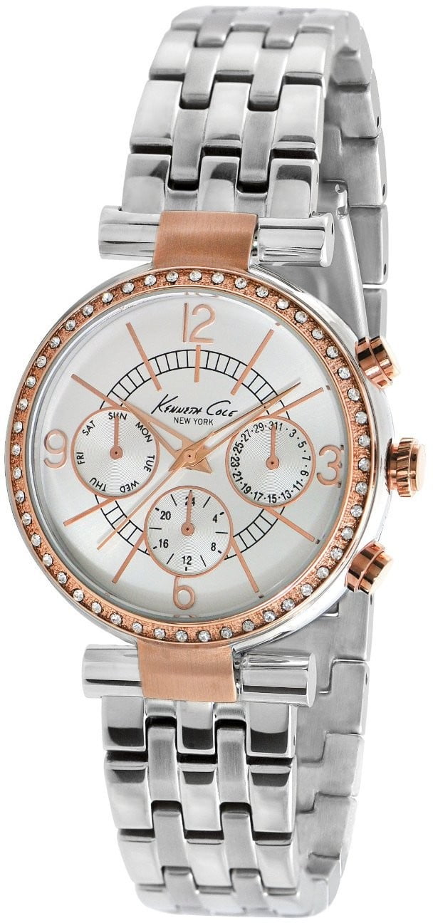 Cole Womens New York Crystal Chronograph Stainless Watch Silver Bracelet White
