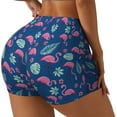 thumbnail image 2 of Fotbe Plants And Flamingos Seamless Shorts, Womens Workout Shorts High Waist Stretch Booty Short for Gym/Yoga/Running/Biking-XX-Large, 2 of 9