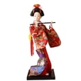 thumbnail image 1 of Muñeca geisha japonesa de 9 pulgadas con kimono rojo y violeta, 1 of 9