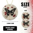 thumbnail image 2 of Funny Christmas Ornament,Black Butterfly With Red Blooms,Xmas Round Ceramic Pendant, 2 of 6